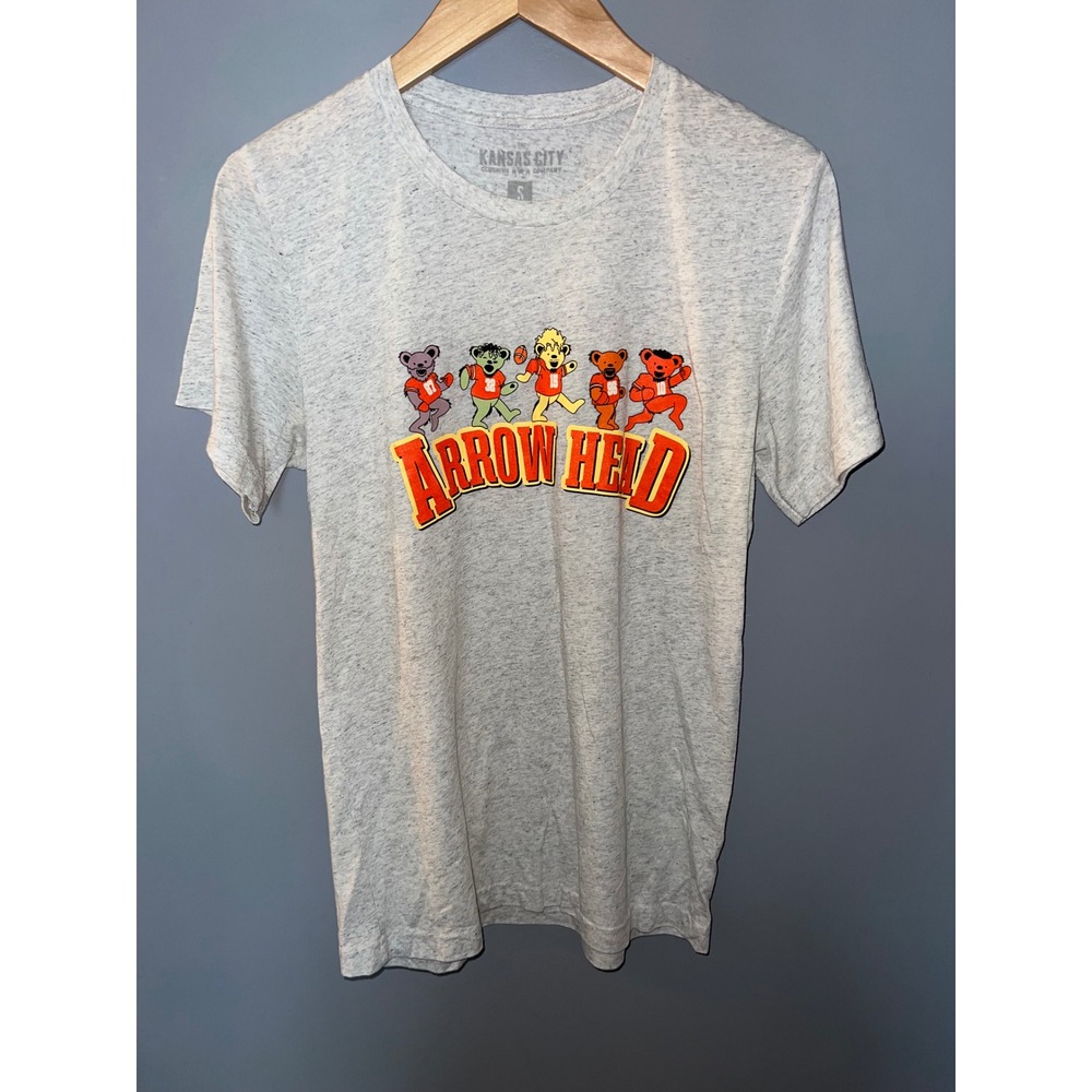 Kansas City Clothing Co Arrowhead Dancing Bears Football T-Shirt Gray Small